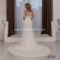 White Mermaid Vestidos De Novia Capped Floor Length Beaded Wedding Dresses Lace Applique Backless Wedding Gown